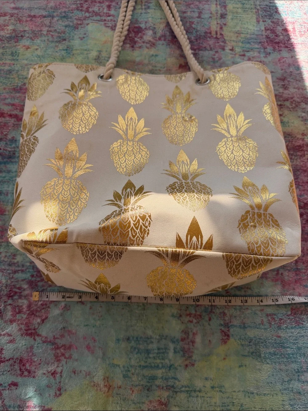 Gold Pineapple Canvas Tote Bag - Women